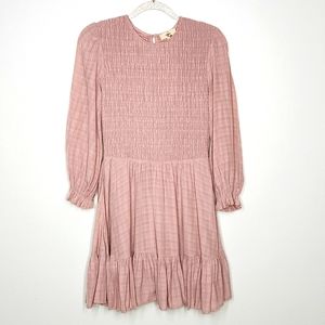 Entro Womens Smocked Bodice Long Sleeve Dress.
